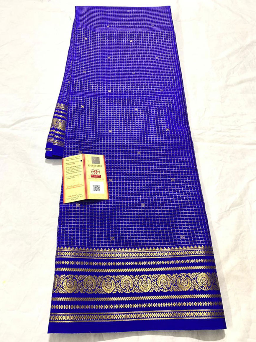Pure Mysore Silk checks with butta - Nishalika